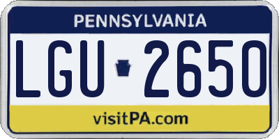 PA license plate LGU2650