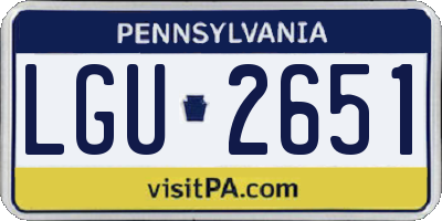 PA license plate LGU2651