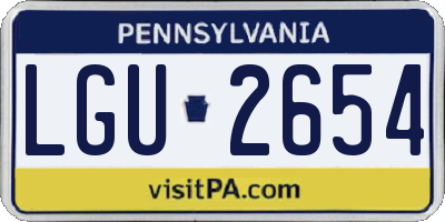 PA license plate LGU2654