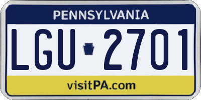 PA license plate LGU2701