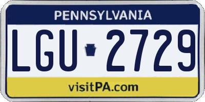 PA license plate LGU2729