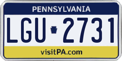 PA license plate LGU2731