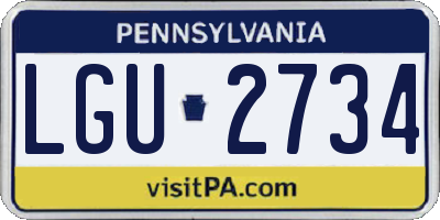 PA license plate LGU2734