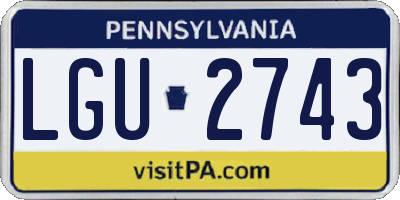 PA license plate LGU2743
