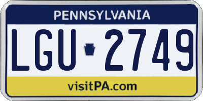 PA license plate LGU2749