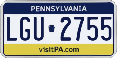 PA license plate LGU2755