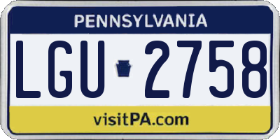 PA license plate LGU2758