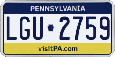 PA license plate LGU2759