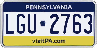 PA license plate LGU2763