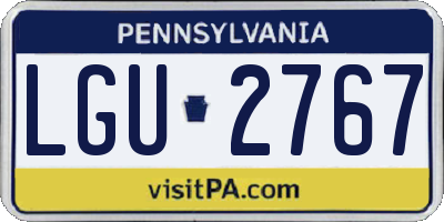 PA license plate LGU2767
