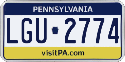 PA license plate LGU2774