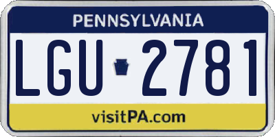 PA license plate LGU2781