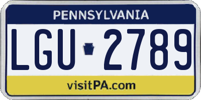 PA license plate LGU2789