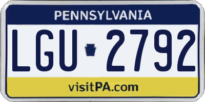 PA license plate LGU2792