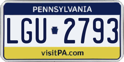 PA license plate LGU2793
