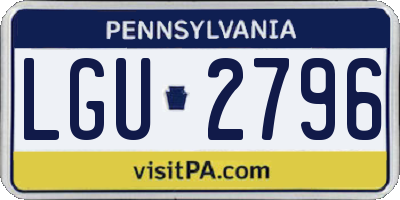 PA license plate LGU2796