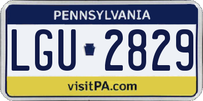 PA license plate LGU2829