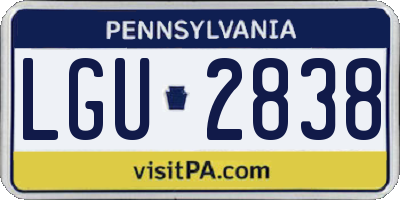 PA license plate LGU2838
