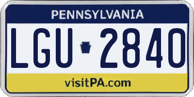 PA license plate LGU2840