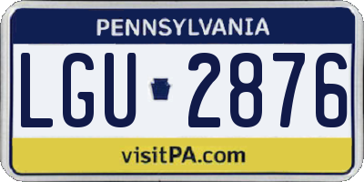 PA license plate LGU2876