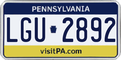 PA license plate LGU2892