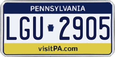 PA license plate LGU2905