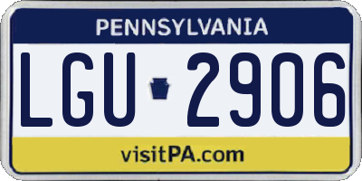 PA license plate LGU2906