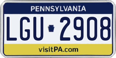 PA license plate LGU2908