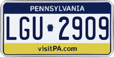PA license plate LGU2909