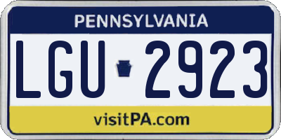 PA license plate LGU2923