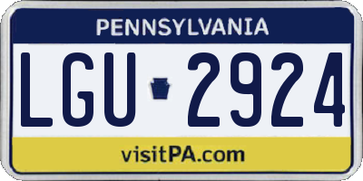 PA license plate LGU2924