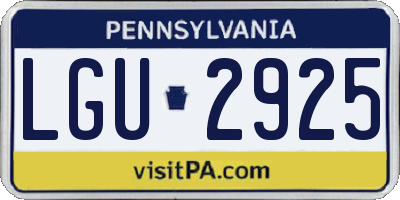 PA license plate LGU2925