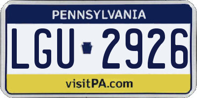 PA license plate LGU2926