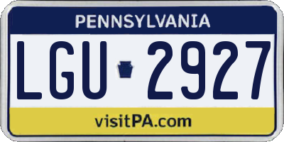 PA license plate LGU2927