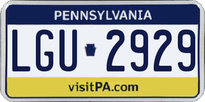 PA license plate LGU2929