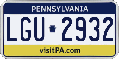 PA license plate LGU2932
