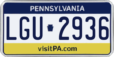 PA license plate LGU2936