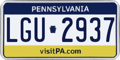 PA license plate LGU2937
