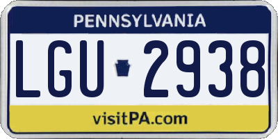 PA license plate LGU2938