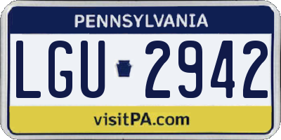PA license plate LGU2942