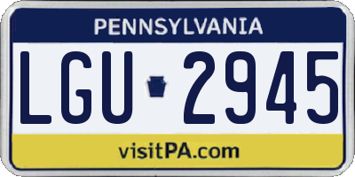 PA license plate LGU2945