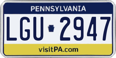 PA license plate LGU2947