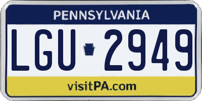 PA license plate LGU2949
