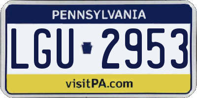 PA license plate LGU2953