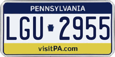 PA license plate LGU2955