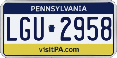 PA license plate LGU2958