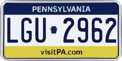 PA license plate LGU2962