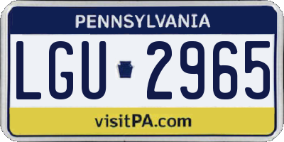 PA license plate LGU2965