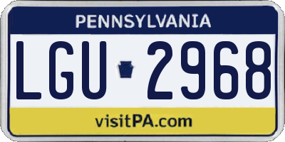 PA license plate LGU2968