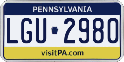 PA license plate LGU2980